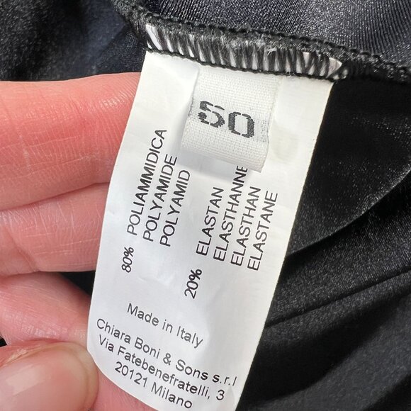 Chiara Boni La Petite Robe Ruched Front Slit Mermaid Gown Black 50 US 12 - Picture 14 of 16